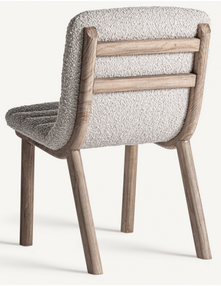 spisebordsstole uden armlæn sort grå bouclé stof træ