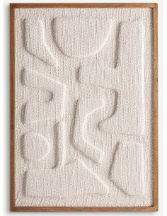 abstrakt billede motiv maleri stof tekstil træ rustikt moderne design ramme