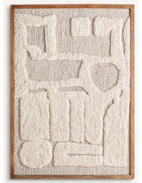 abstrakt billede motiv maleri stof tekstil træ rustikt moderne design ramme