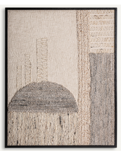 abstrakt billede motiv maleri stof tekstil træ rustikt moderne design ramme