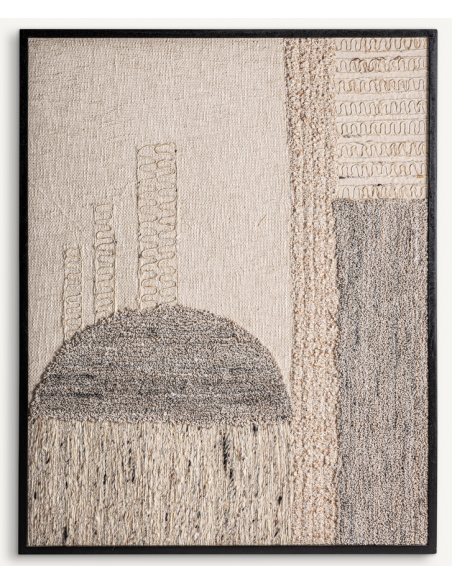 abstrakt billede motiv maleri stof tekstil træ rustikt moderne design ramme