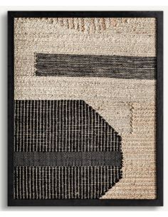 abstrakt billede motiv maleri stof tekstil træ rustikt moderne design ramme