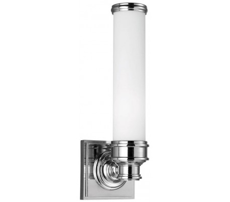 Payne Badeværelseslampe i stål og glas Ø31,8 cm 2 x G9 LED - Poleret krom/Hvid
