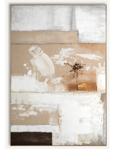 abstrakt billede motiv maleri stof tekstil træ rustikt moderne design ramme