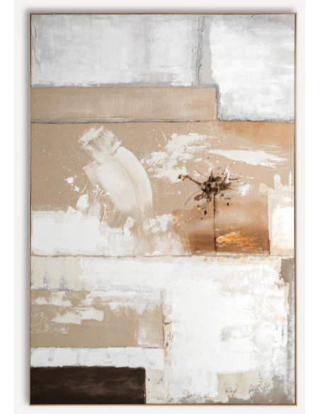 abstrakt billede motiv maleri stof tekstil træ rustikt moderne design ramme