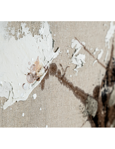 abstrakt billede motiv maleri stof tekstil træ rustikt moderne design ramme