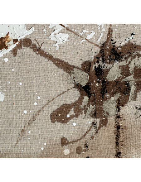 abstrakt billede motiv maleri stof tekstil træ rustikt moderne design ramme