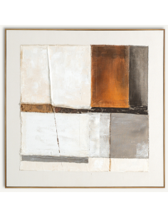 abstrakt billede motiv maleri stof tekstil træ rustikt moderne design ramme