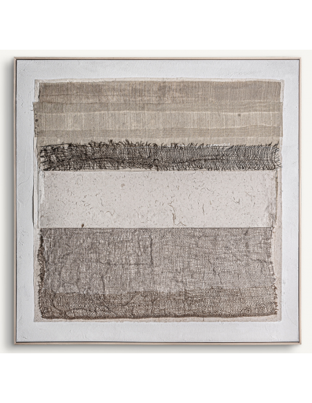 abstrakt billede motiv maleri stof tekstil træ rustikt moderne design ramme