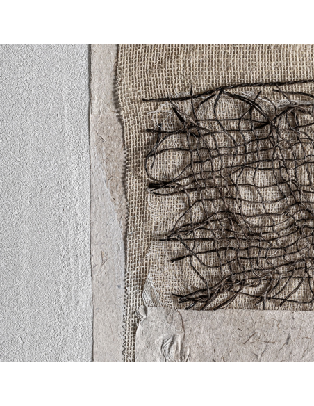 abstrakt billede motiv maleri stof tekstil træ rustikt moderne design ramme