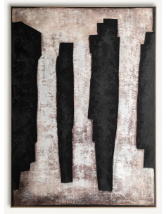 abstrakt billede motiv maleri stof tekstil træ rustikt moderne design ramme