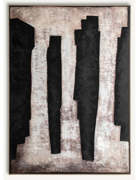 abstrakt billede motiv maleri stof tekstil træ rustikt moderne design ramme