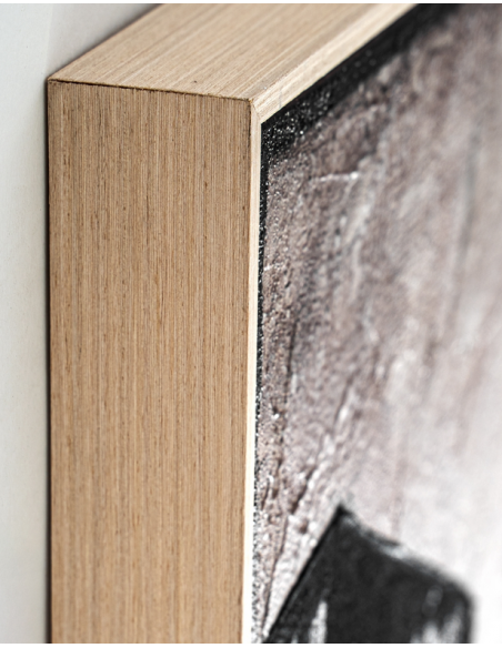 abstrakt billede motiv maleri stof tekstil træ rustikt moderne design ramme