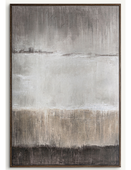 abstrakt billede motiv maleri stof tekstil træ rustikt moderne design ramme