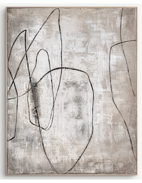 abstrakt billede motiv maleri stof tekstil træ rustikt moderne design ramme