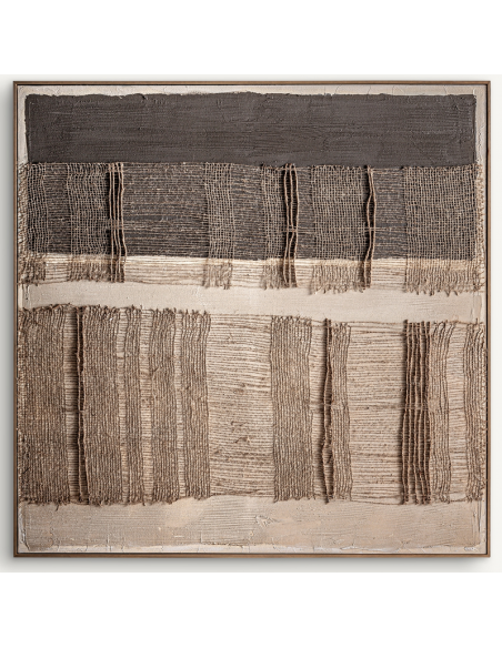 abstrakt billede motiv maleri stof tekstil træ rustikt moderne design ramme