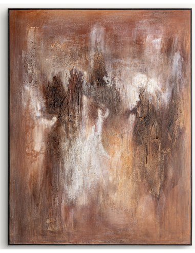 abstrakt billede motiv maleri stof tekstil træ rustikt moderne design ramme