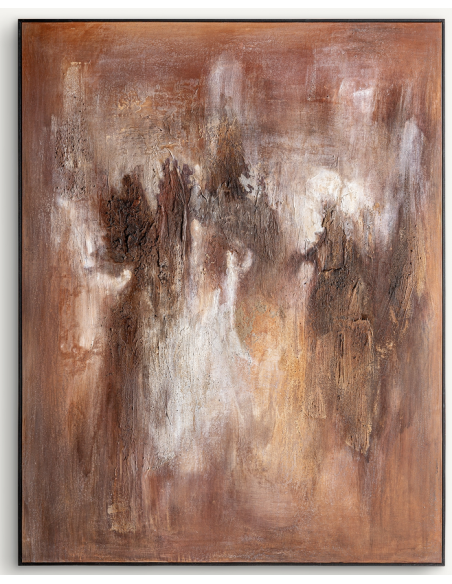 abstrakt billede motiv maleri stof tekstil træ rustikt moderne design ramme