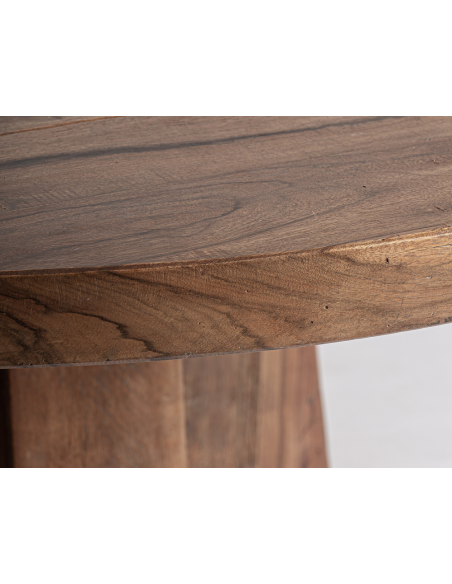 rundt spisebord rustikt moderne design massivt træ brun