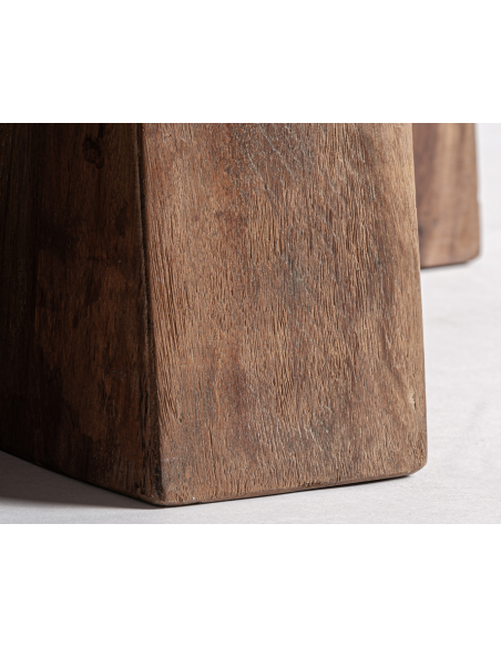 rundt spisebord rustikt moderne design massivt træ brun