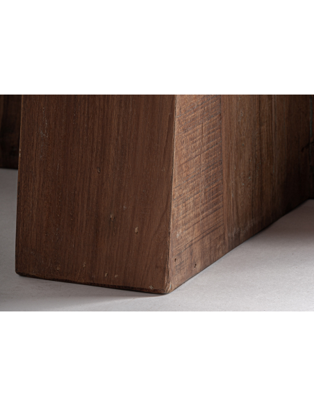 rundt spisebord rustikt moderne design massivt træ brun