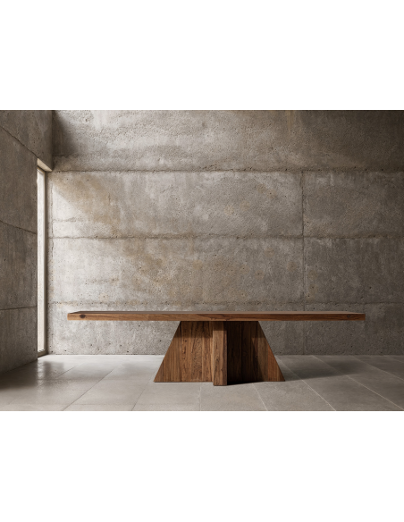 spisebord rustikt moderne design massivt træ brun