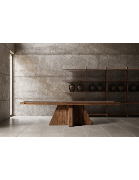 spisebord rustikt moderne design massivt træ brun