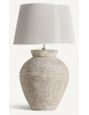 Bordlampe i keramik og bomuld H85 cm 1 x E27 - Rustik grå/Gråhvid