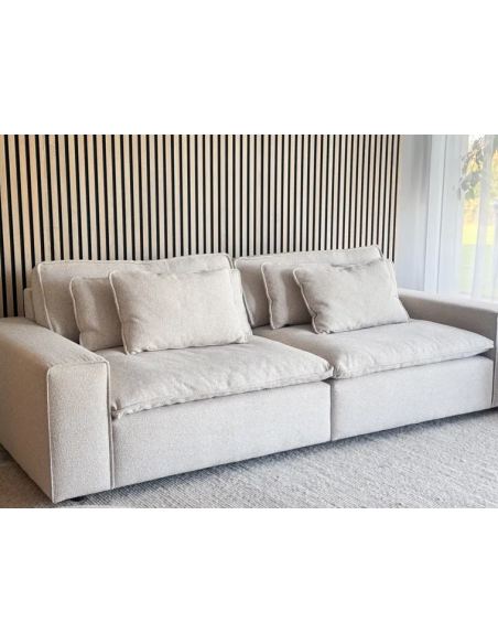sofa til 3 personer i beige stof komfortabel design rowico