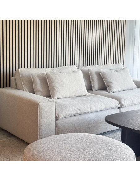 sofa til 3 personer i beige stof komfortabel design rowico
