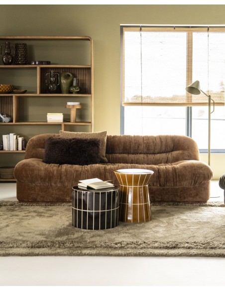 sofa 3 personer moderne nordisk design skandinavisk retro gammeldags stof brun