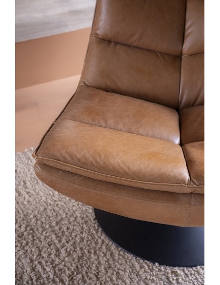 lænestol drejefod drej drejefunktion moderne design skandinavisk læder cognac brun