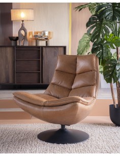 lænestol drejefod drej drejefunktion moderne design skandinavisk læder cognac brun 2