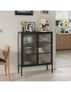 vitrineskab vitrine sort metal lavt 2