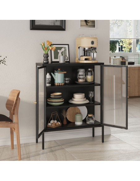 vitrineskab vitrine sort metal lavt