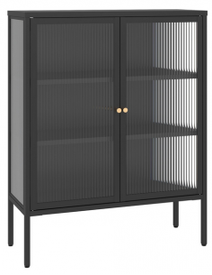 vitrineskab vitrine sort metal lavt