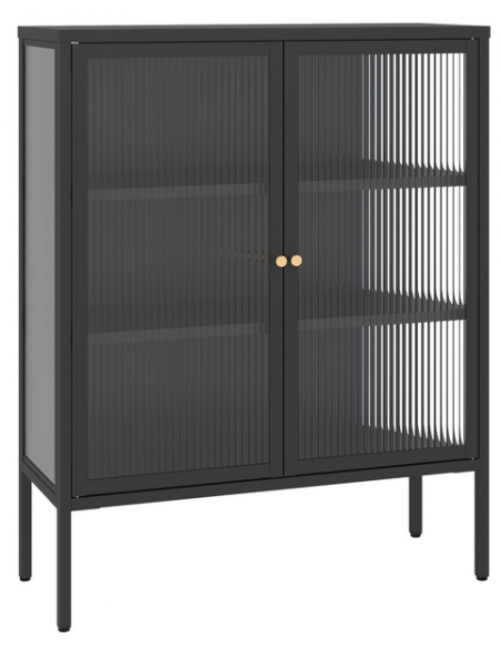 vitrineskab vitrine sort metal lavt