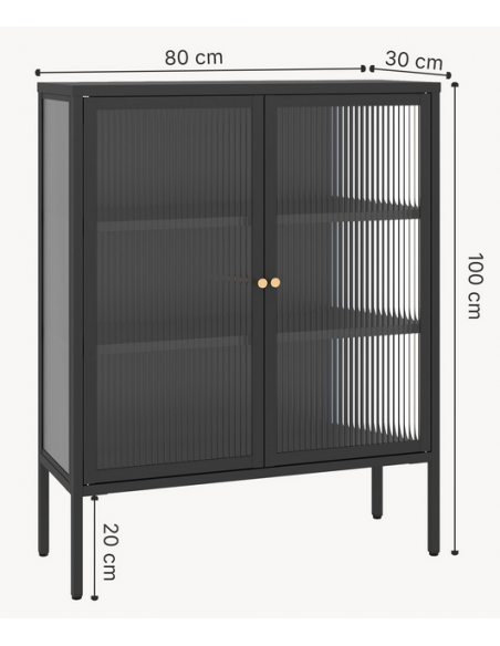 vitrineskab vitrine sort metal lavt