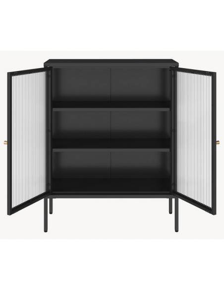 vitrineskab vitrine sort metal lavt