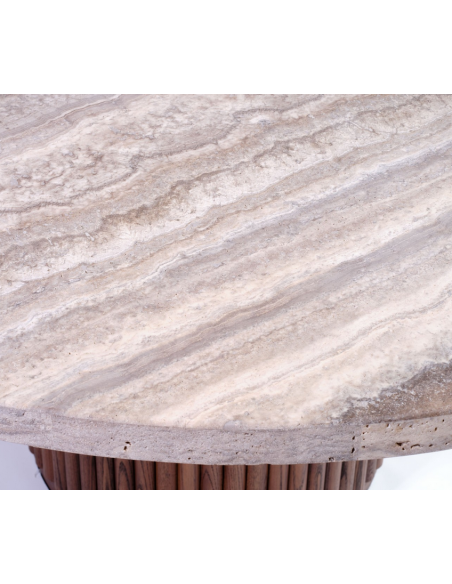 rundt spisebord sten travertin marmor rustikt 150