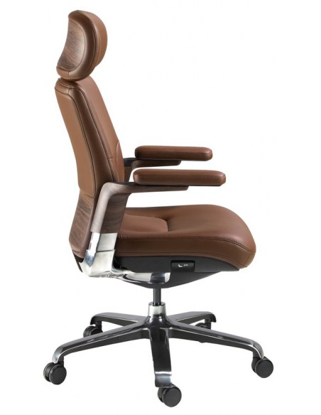 kontorstol med armlæn læder brun erhvervsindretning kontorindretning kontormøbler