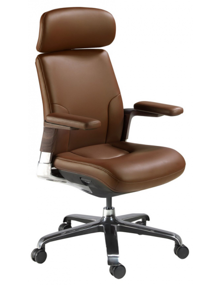 kontorstol med armlæn læder brun erhvervsindretning kontorindretning kontormøbler