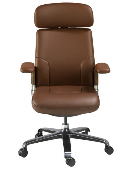 kontorstol med armlæn læder brun erhvervsindretning kontorindretning kontormøbler
