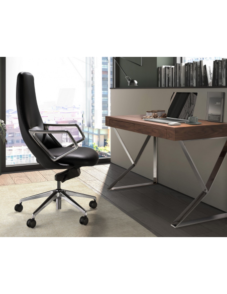 kontorstol med armlæn læder sort erhvervsindretning kontorindretning kontormøbler