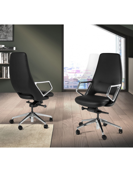 kontorstol med armlæn læder sort erhvervsindretning kontorindretning kontormøbler