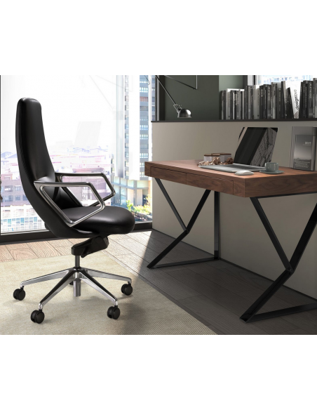 kontorstol med armlæn læder sort erhvervsindretning kontorindretning kontormøbler