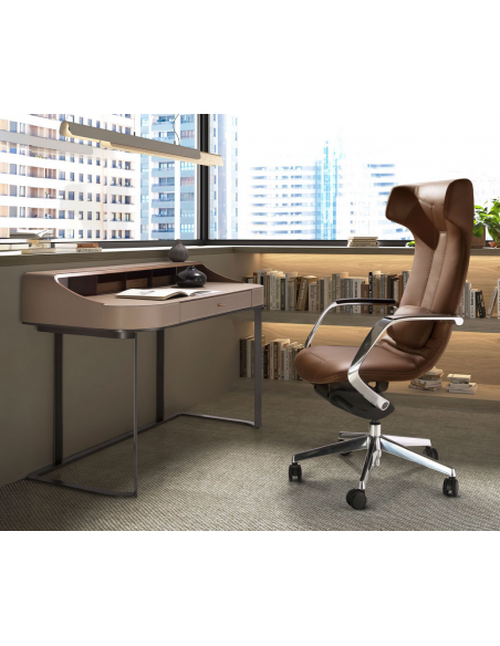 kontorstol med armlæn læder brun erhvervsindretning kontorindretning kontormøbler