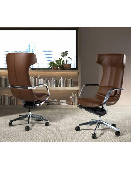 kontorstol med armlæn læder brun erhvervsindretning kontorindretning kontormøbler