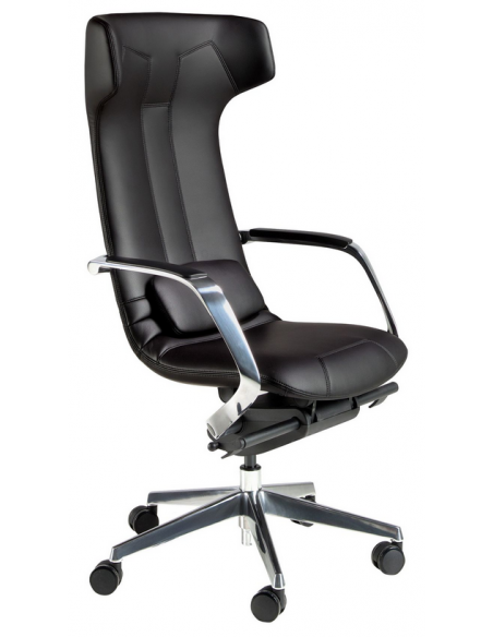 kontorstol med armlæn læder sort erhvervsindretning kontorindretning kontormøbler