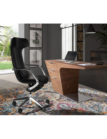 kontorstol med armlæn læder sort erhvervsindretning kontorindretning kontormøbler